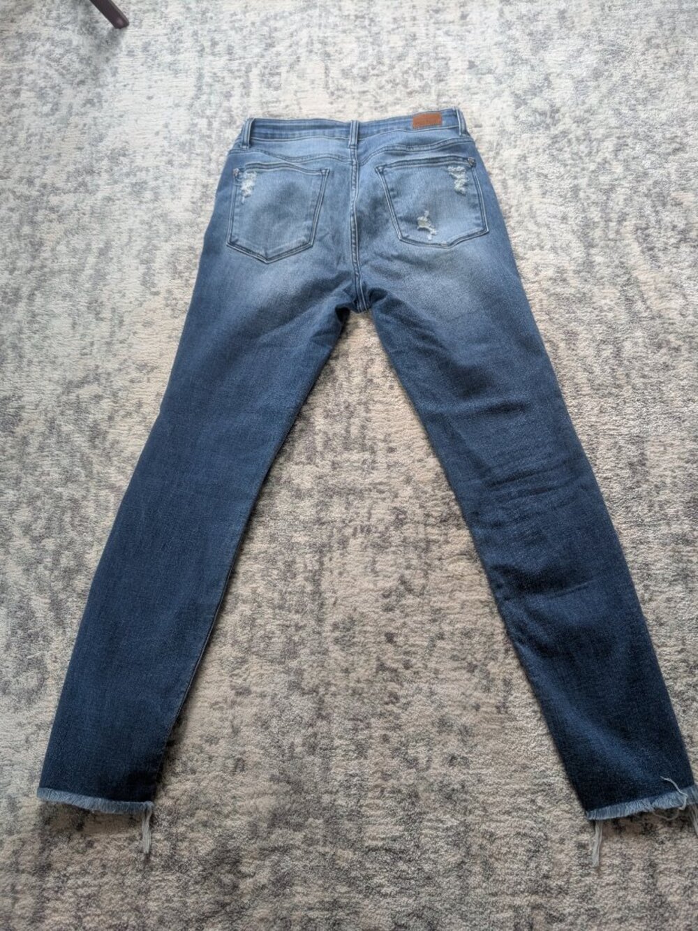Judy Blue Skinny Jeans 7/28 Distressed Raw Hem Stretch Denim Medium Wash - Picture 4 of 5
